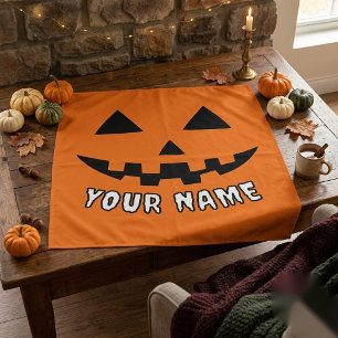 Persoonlijke Oranje Pompoen Halloween Uw Naam Wandkleed
