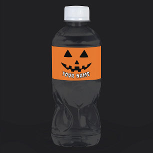Persoonlijke Oranje Pompoen Halloween Uw Naam Waterfles Etiket