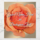 Persoonlijke oranje roos fleslabels  wijn etiket (Enkel label)