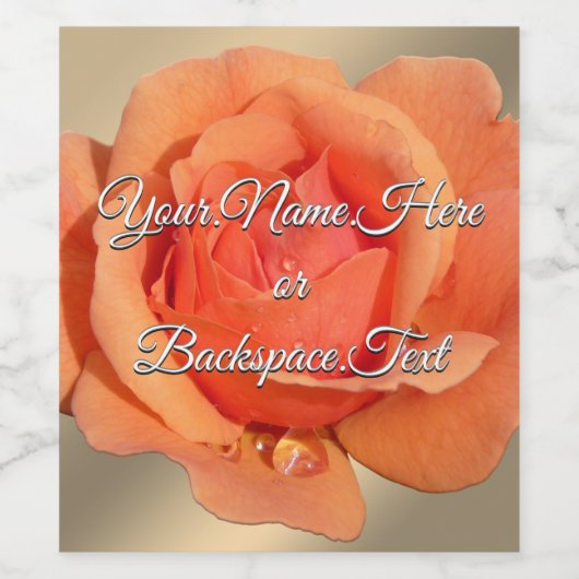 Persoonlijke oranje roos fleslabels  wijn etiket (Enkel label)