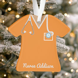 Persoonlijke oranje verpleegster scrubs verpleegku ornament