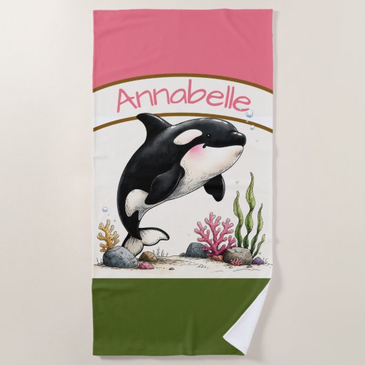 Persoonlijke Orca-strandtowel Strandlaken (Voorkant)