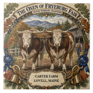 Persoonlijke ossen van Fryeburg Fair Maine Tegeltje