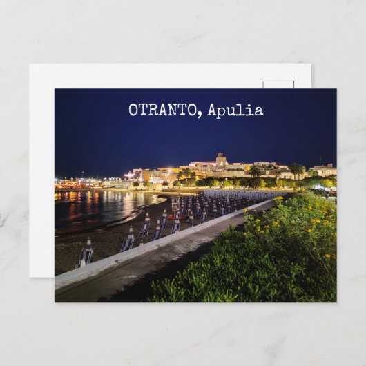 Persoonlijke Otranto 's nachts, Apulië, Italië Briefkaart (Voorkant / Achterkant)