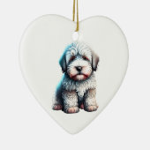 Persoonlijke Oud-Engelse Schaapshond Puppy Hond Keramisch Ornament (Rechts)