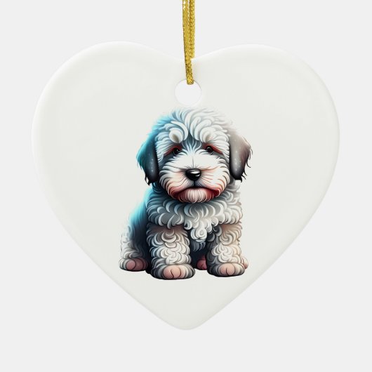 Persoonlijke Oude Engelse Schaapshond Puppy Hond Keramisch Ornament (Voorkant)