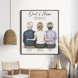 Persoonlijke Ouders Familie Potlood Kunst Poster