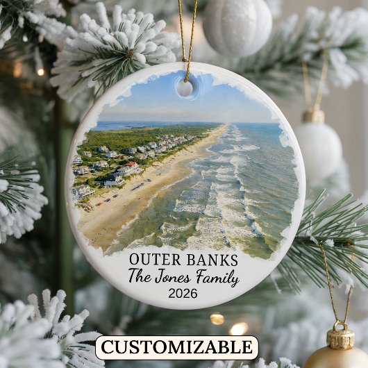 Persoonlijke Outer Banks kerstboomornament, North  Keramisch Ornament