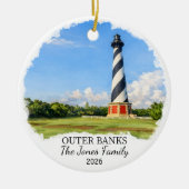 Persoonlijke Outer Banks kerstversiering, North Ca Keramisch Ornament (Voorkant)