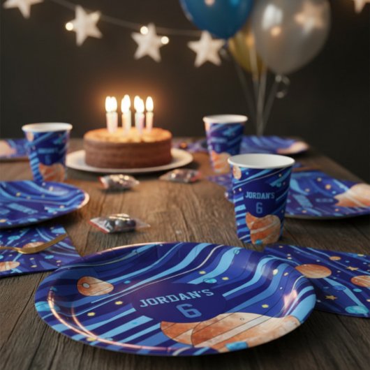 Persoonlijke Outer Space Galaxy Verjaardag Papieren Bordje