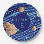 Persoonlijke Outer Space Galaxy Verjaardag Papieren Bordje (Voorkant)