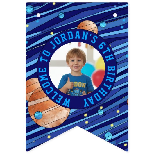 Persoonlijke Outer Space Melkweg Kinderen Foto Vlaggetjes (Eerste vlag)
