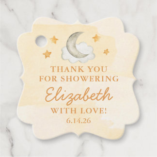 Persoonlijke Over de Maan Baby Shower Bedankjes Labels
