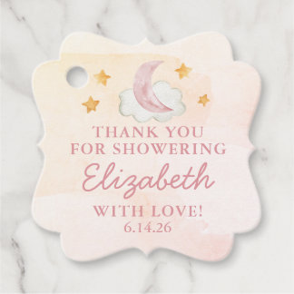 Persoonlijke Over de Maan Meisje Baby Shower Bedankjes Labels