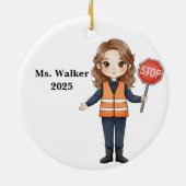 Persoonlijke Overstekende Schoolbewaker Keramisch Ornament (Achterkant)