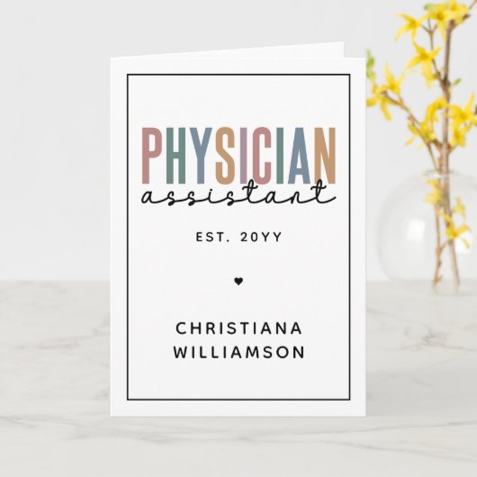 Persoonlijke PA Physician Assistant Afstudeercadea Kaart (Gele Bloem)