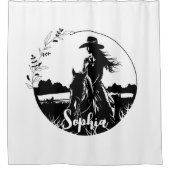 Persoonlijke Paard Cowgirl Western Equestrian Douchegordijn (Voorkant)