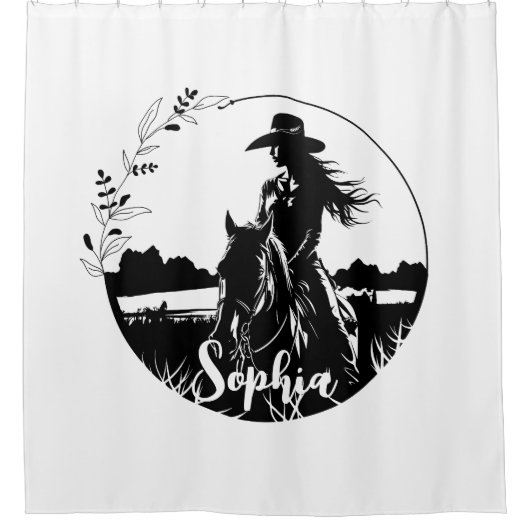 Persoonlijke Paard Cowgirl Western Equestrian Douchegordijn (Voorkant)