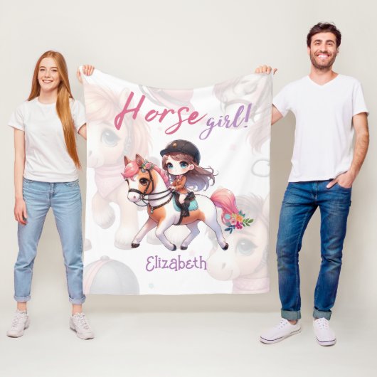 Persoonlijke Paard Meisje Dressuur Ruiter Fleece Deken (In situ)