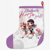 Persoonlijke Paard Meisje Dressuur Ruiter Kerstmis Grote Kerstsok (Achterkant)