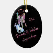 Persoonlijke paarden, dromers, dromen en wensen keramisch ornament (Achterkant)