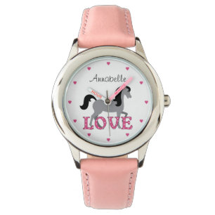 Persoonlijke  paarden en roze liefde horloge