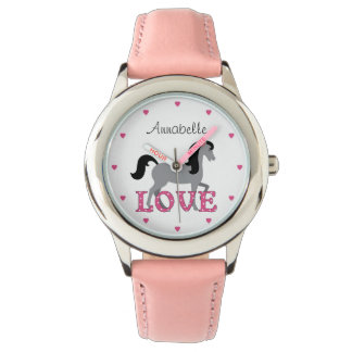 Persoonlijke  paarden en roze liefde horloge