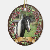 Persoonlijke paardenfoto rustig Kerstmis Keramisch Ornament (Links)