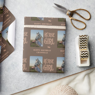 Persoonlijke Paardenmeisje Cadeaupapier