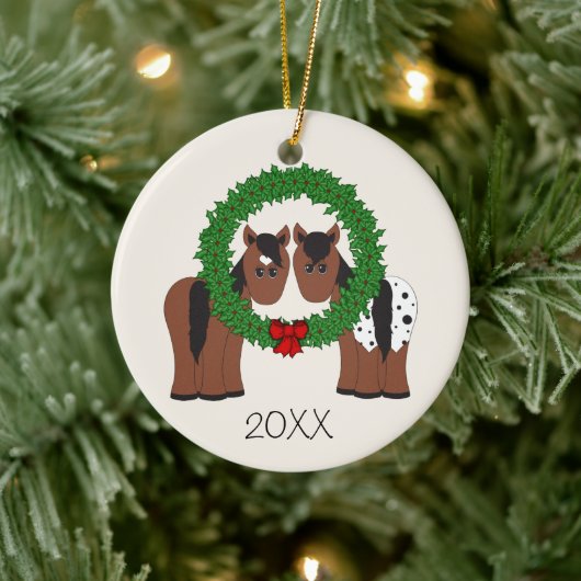 Persoonlijke paardenpest met kerstmis keramisch ornament (Boom)