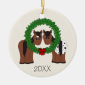Persoonlijke paardenpest met kerstmis keramisch ornament (Voorkant)