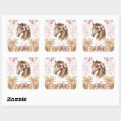 Persoonlijke paardesticker – Roze Vierkante Sticker (Vel)
