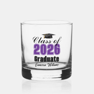 Persoonlijke Paarse Afstudeerklas van 2026 Whisky Glas
