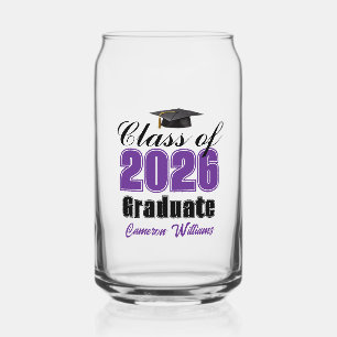 Persoonlijke paarse afstuderen klas van 2026 blikvorm glas