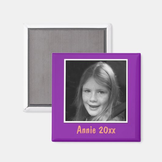 Persoonlijke Paarse begroeting Aangepaste foto en Magneet (Voorkant / Achterkant)