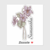 Persoonlijke Paarse Bloem Naam Aangepaste Botanisc Sticker (Vel)
