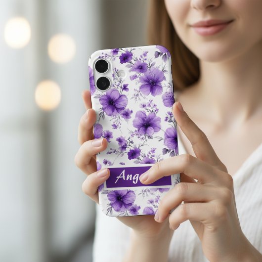 Persoonlijke Paarse Bloem telefoonhoes voor iPhone Case-Mate iPhone Case