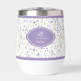 Persoonlijke paarse bloemenmonogramtumbler