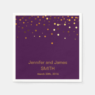 Persoonlijke Paarse Confetti Gold Glitter Servetten