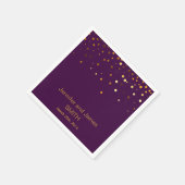 Persoonlijke Paarse Confetti Gold Glitter Servetten (Hoek)