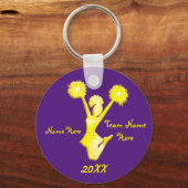 Persoonlijke Paarse en Gold Cheerleader-Sleutelhan Sleutelhanger (Voorkant)