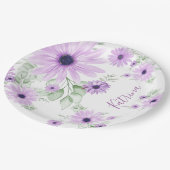 Persoonlijke paarse en groene bloemen in watercolo papieren bordje (Gekanteld)