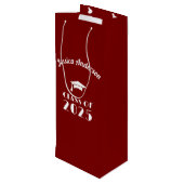 Persoonlijke paarse en witte afgradatie  wijn cadeautas (Achterkant Gekanteld)