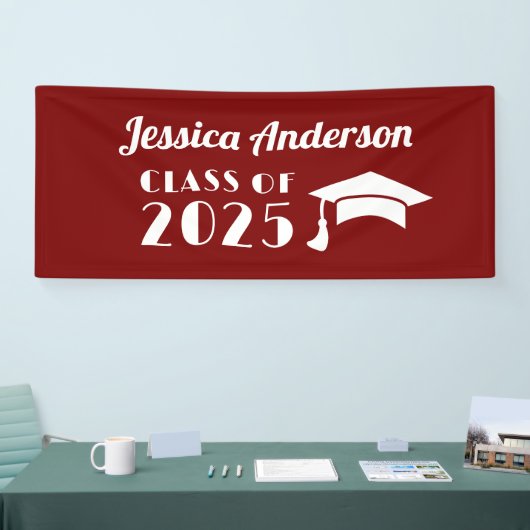 Persoonlijke paarse en witte afstuderen  spandoek (Beurs)