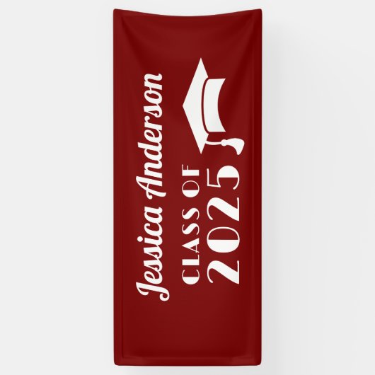 Persoonlijke paarse en witte afstuderen  spandoek (Verticaal)