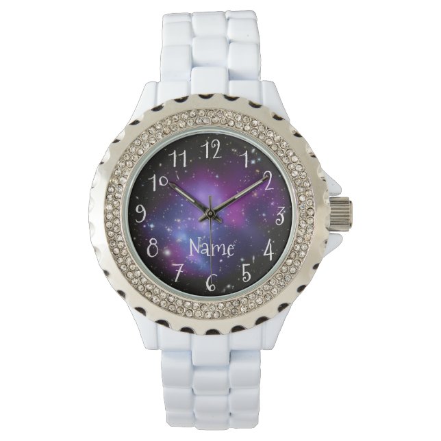 Persoonlijke paarse Galaxy-ruimtfoto Horloge (Voorkant)