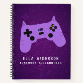 Persoonlijke paarse gamecontroller school notitieboek (Voorkant)