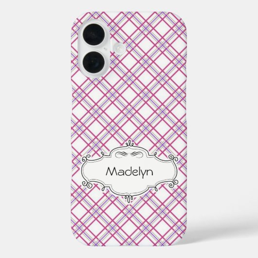 Persoonlijke Paarse Geruite Hoestelcase Case-Mate iPhone Case (Achterkant)