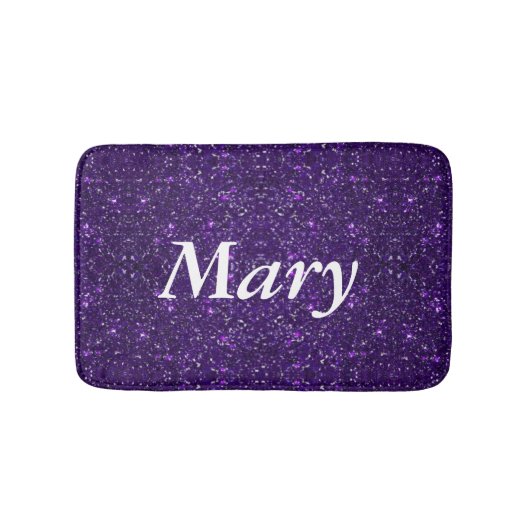 Persoonlijke Paarse Glitter Badmat (Voorkant)