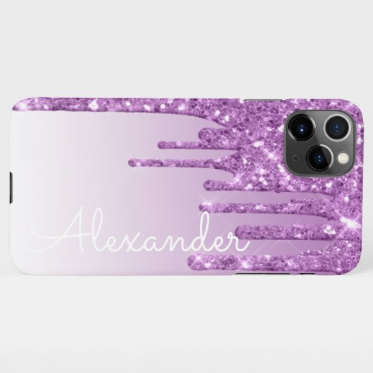 Persoonlijke Paarse Glitter Budget iPhone Hoesje (Achterkant horizontaal)